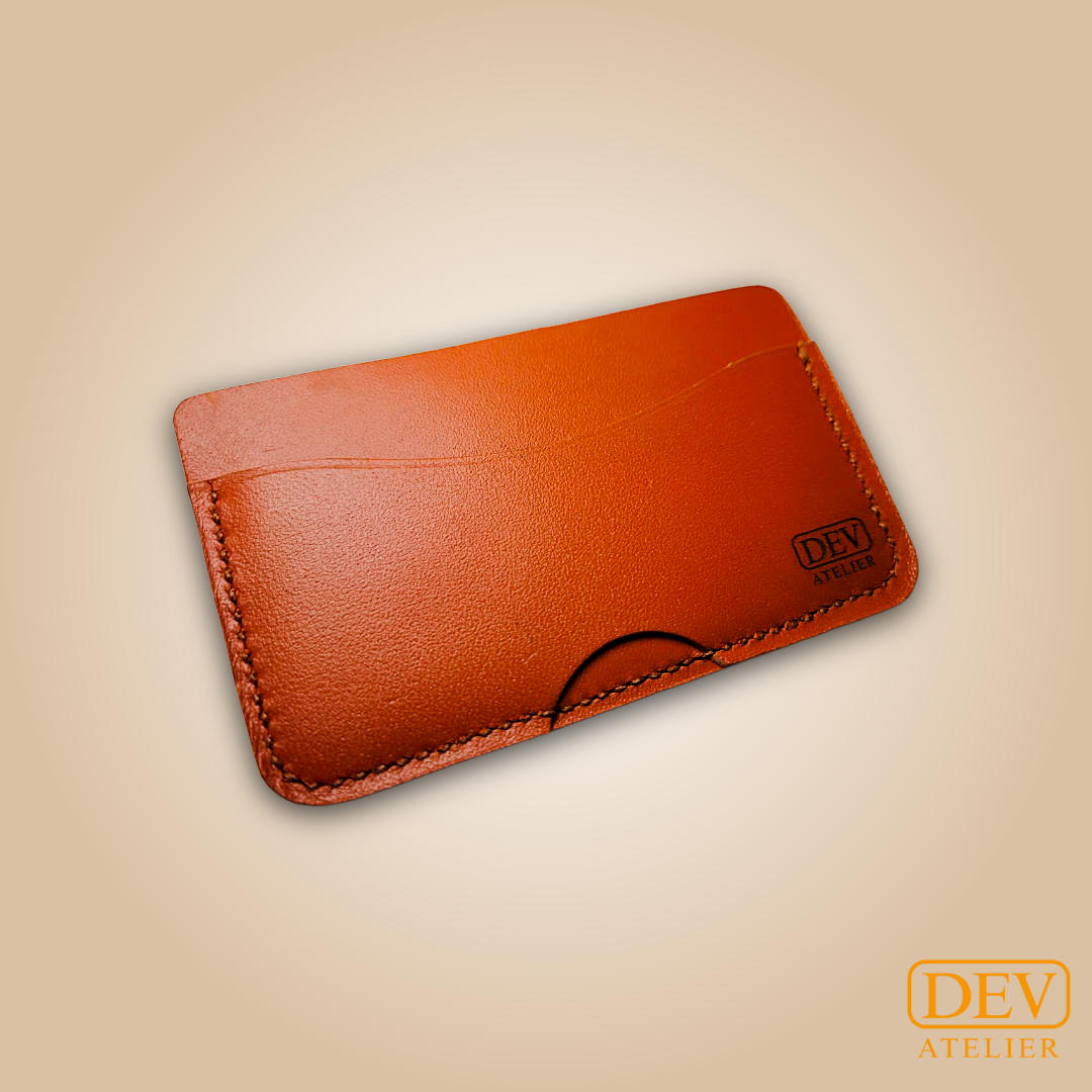 Porte-carte horizontal minimaliste en cuir pleine fleur