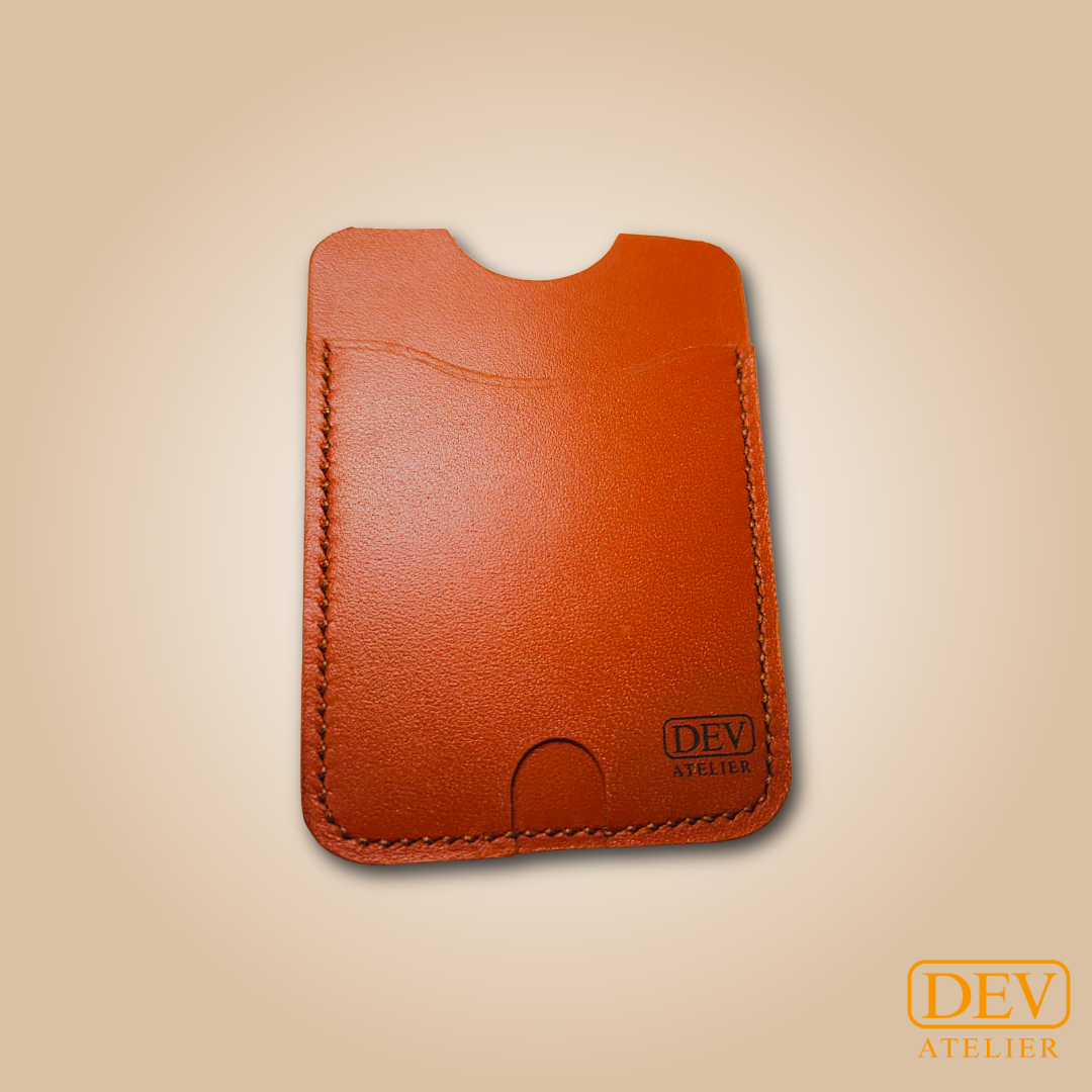 Porte-carte vertical minimaliste en cuir pleine fleur