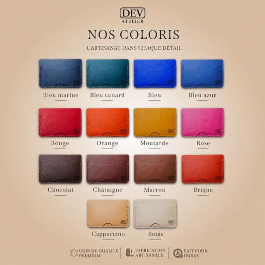 Porte-carte horizontal minimaliste en cuir pleine fleur