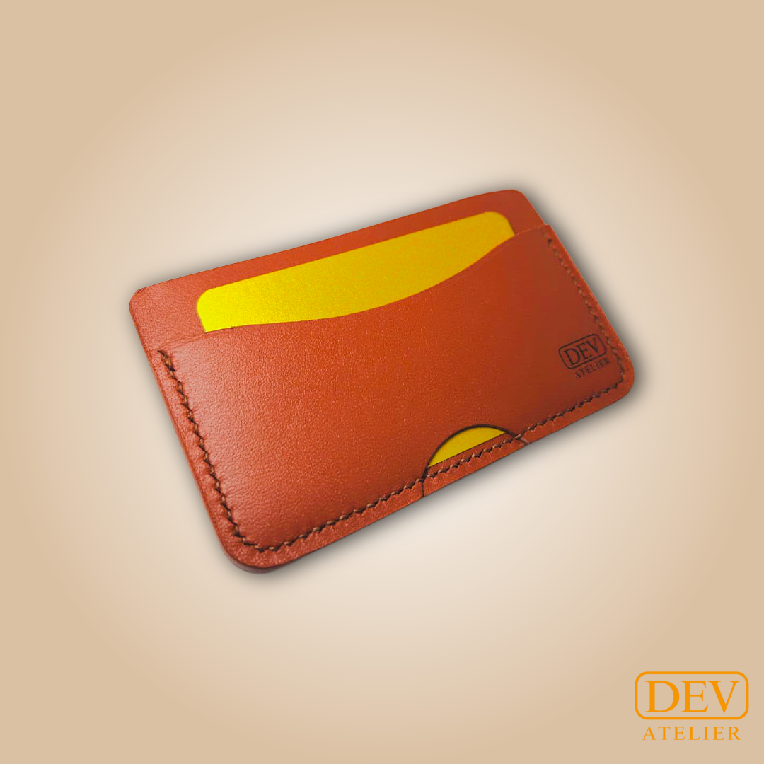 Porte-carte horizontal minimaliste en cuir pleine fleur