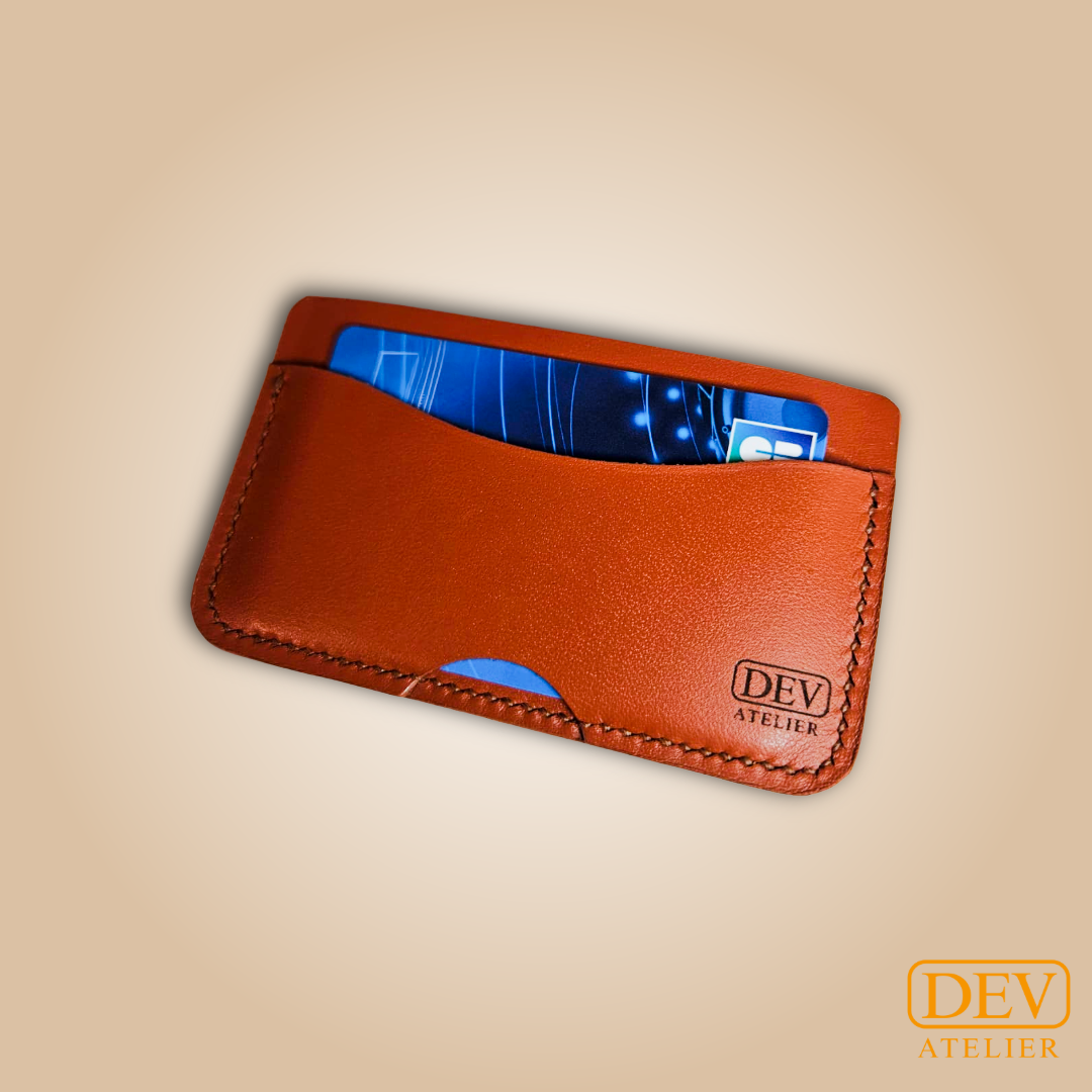 Porte-carte horizontal minimaliste en cuir pleine fleur