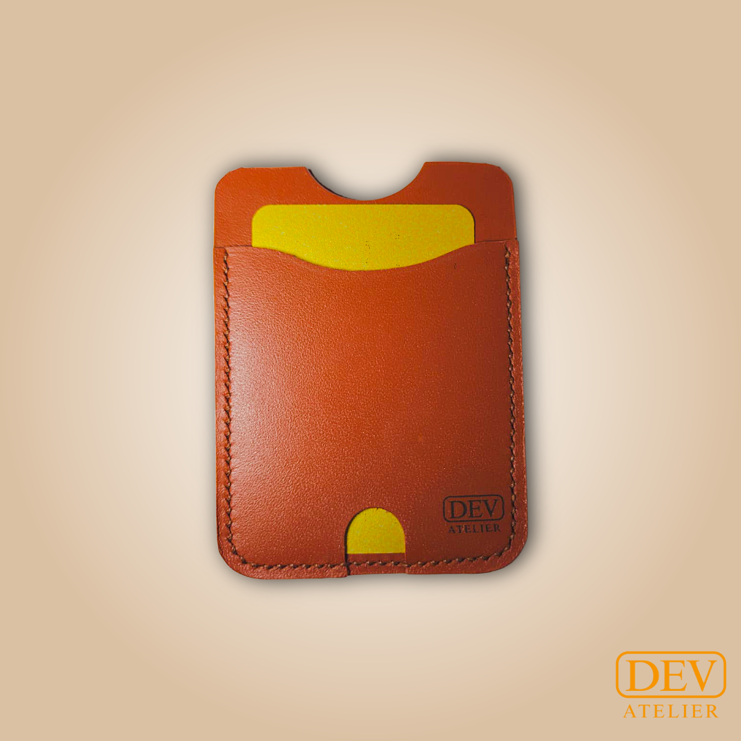 Porte-carte vertical minimaliste en cuir pleine fleur